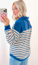 Load image into Gallery viewer, Stripe Buttoned V Neck Collared Top
