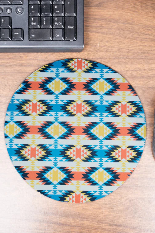 Orange Blue Aztec Mousepad