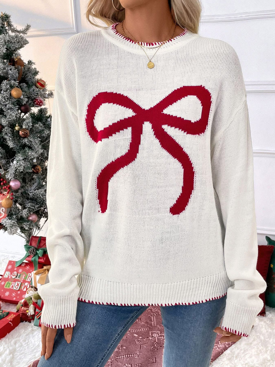 Valentine's Day Bow Loose Sweater