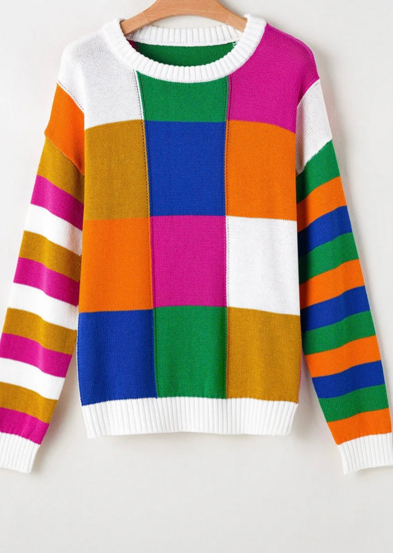Color Block Long Sleeve Sweater