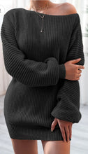 Load image into Gallery viewer, Boat Neck Long Sleeve Mini Sweater Dress
