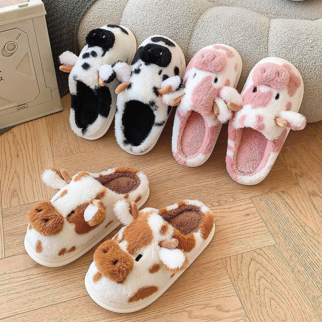 Cow Plush Thermal Slippers