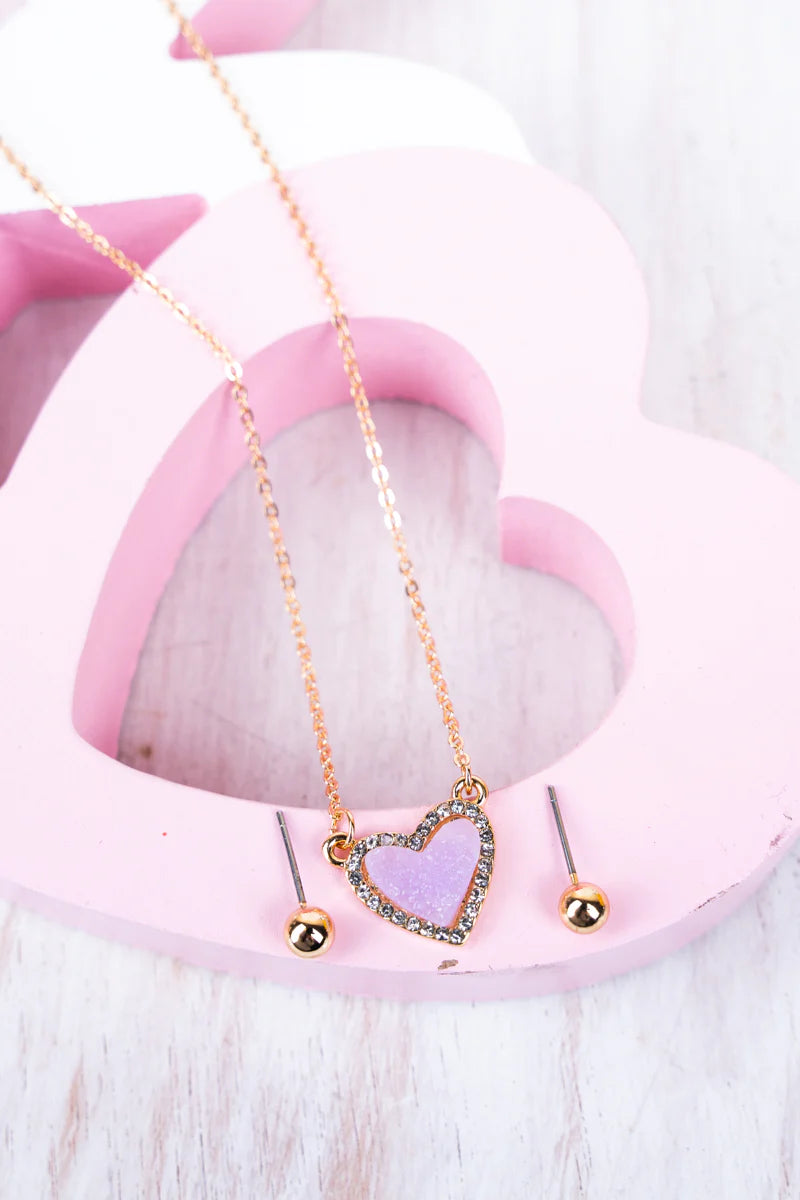 CLOSE TO HEART IRIDESCENT CRYSTAL AND GOLDTONE NECKLACE AND EARRINGS SET