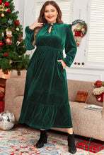 Load image into Gallery viewer, Exceptionally Dreamy Blackish Green Velvet Frilled High waist plus size dress
