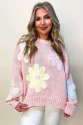 All the better Pink Petals Embroidered Sweater