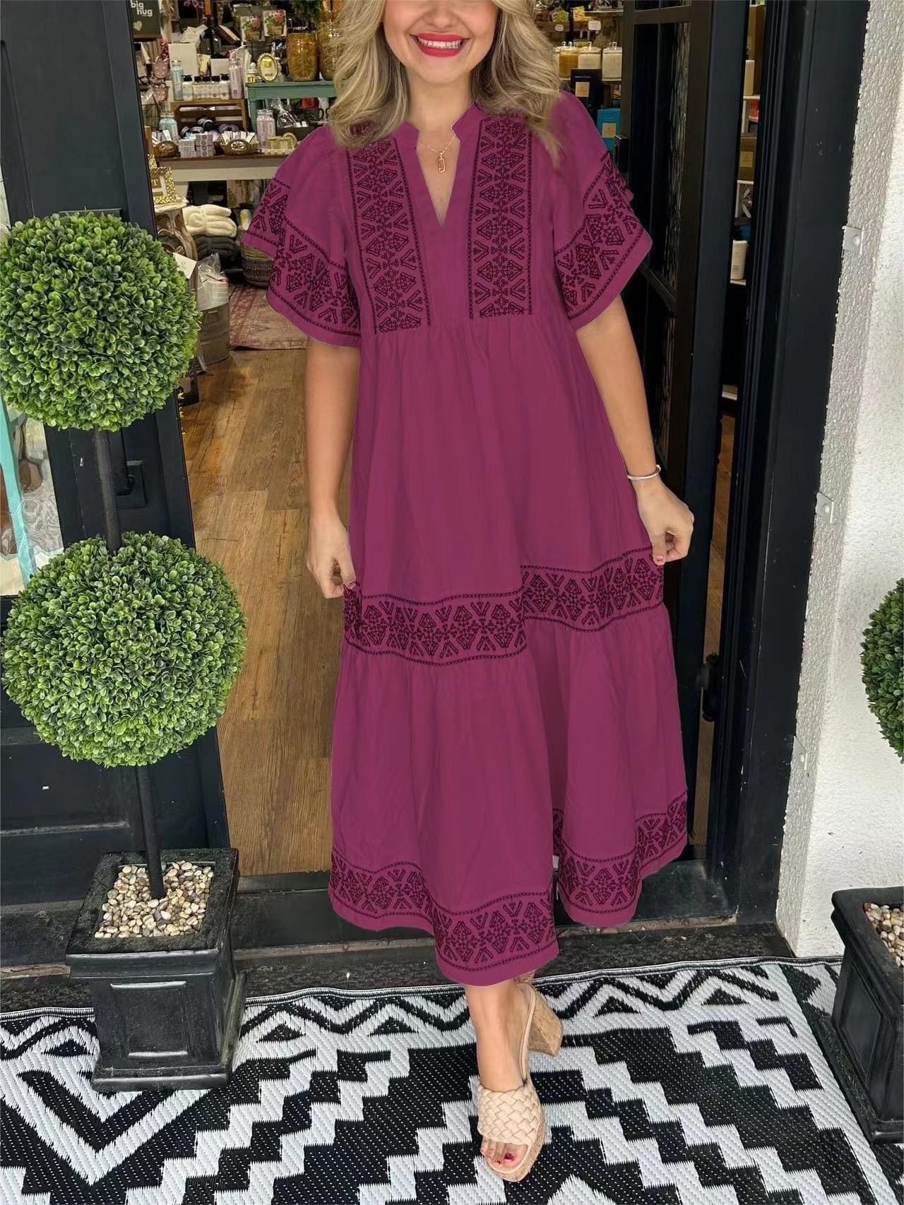 Printed Vneck Dress