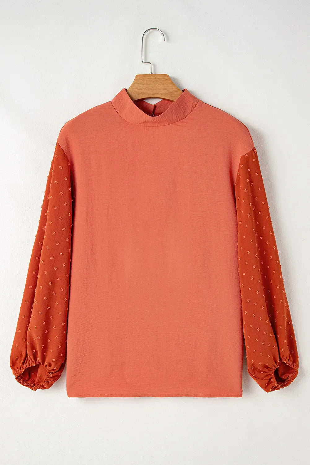 Swiss Dot Mock Neck Balloon Sleeve Blouse Creative Chaos Boutique