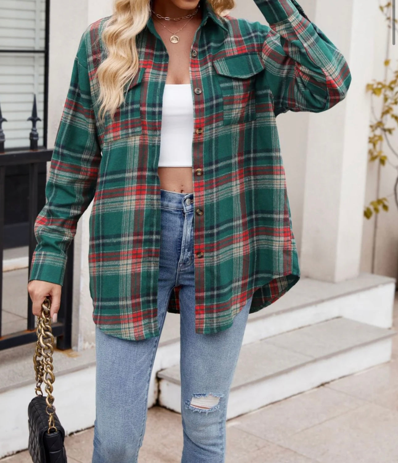Mandy Plaid Button Up Long Sleeve Shirt