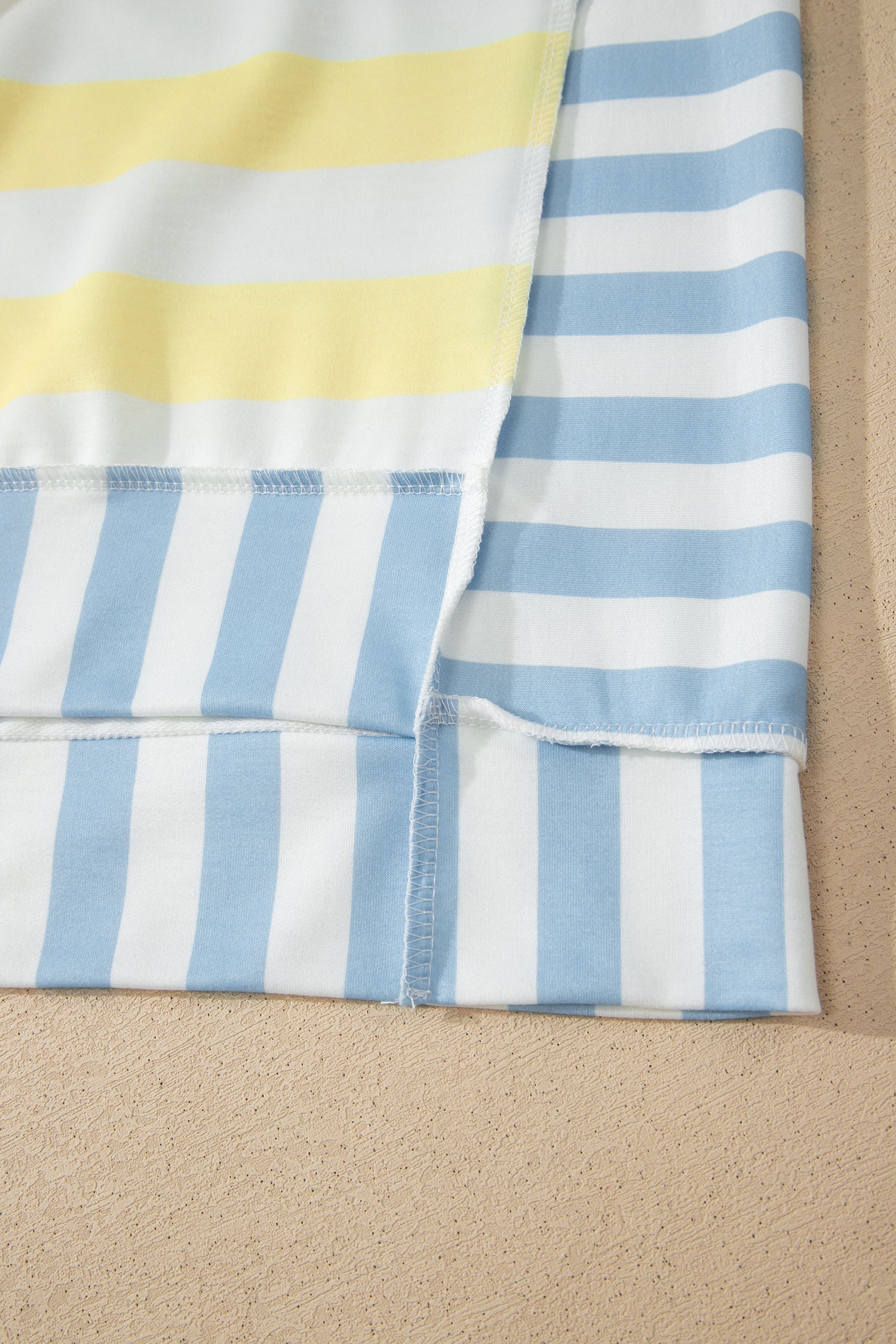 Yellow Stripe Exposed Seam Contrast Patchwork Oversized Top Unique Oils