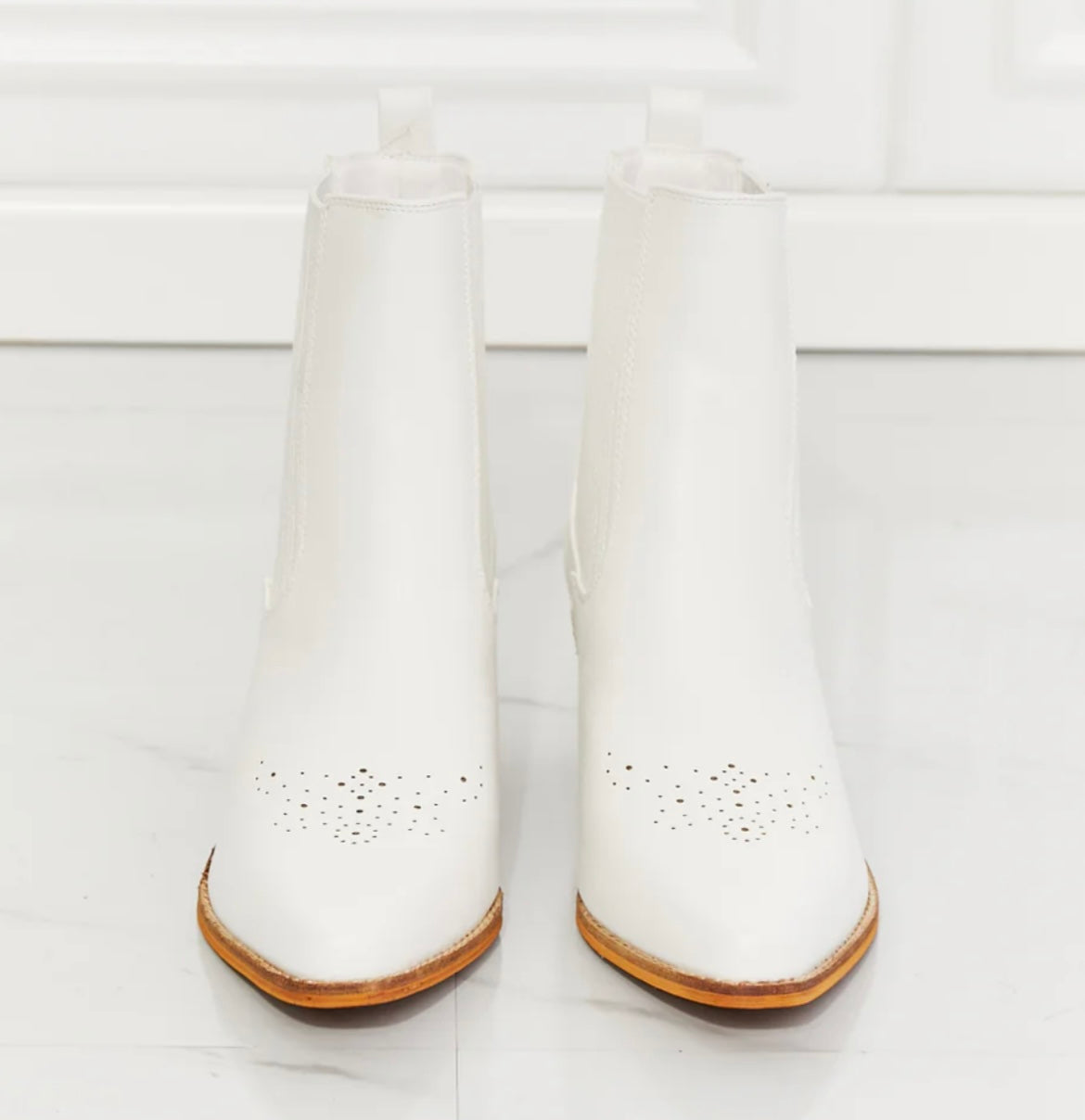 MMShoes Love the Journey Stacked Heel Chelsea Boot in White