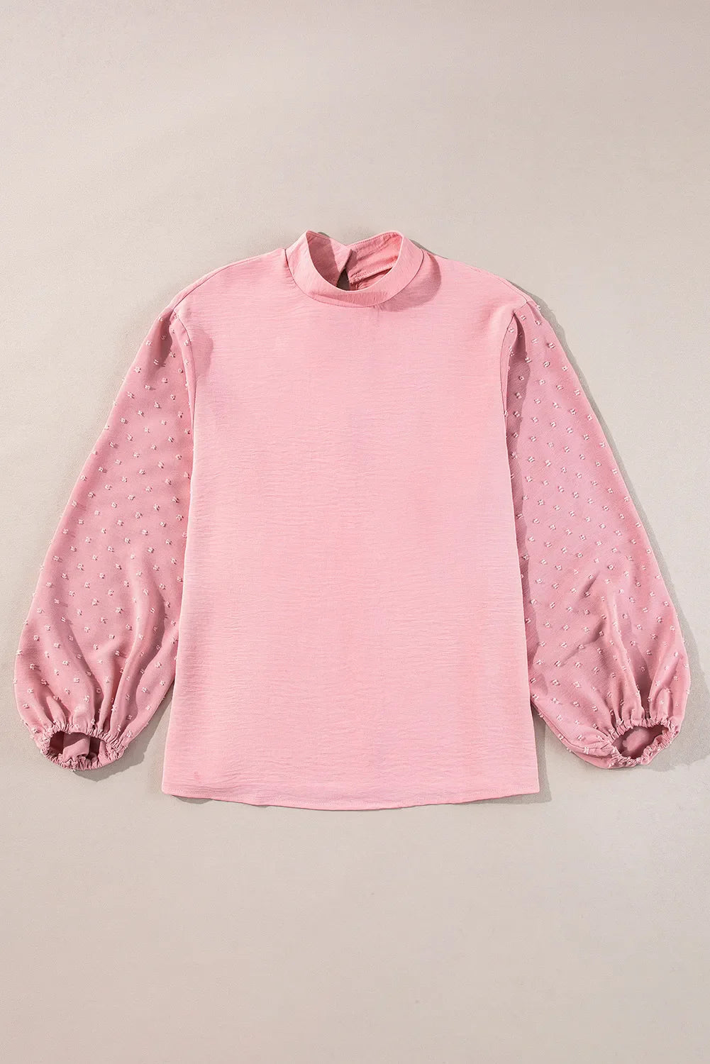 Swiss Dot Mock Neck Balloon Sleeve Blouse Creative Chaos Boutique