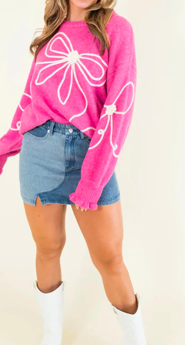 Corded Flower Bow Sweater