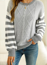 Load image into Gallery viewer, Stripe Geometric Textured Sweater
