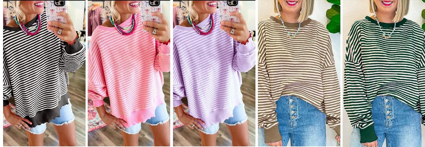 Cozy Striped Oversized Sweatshirt