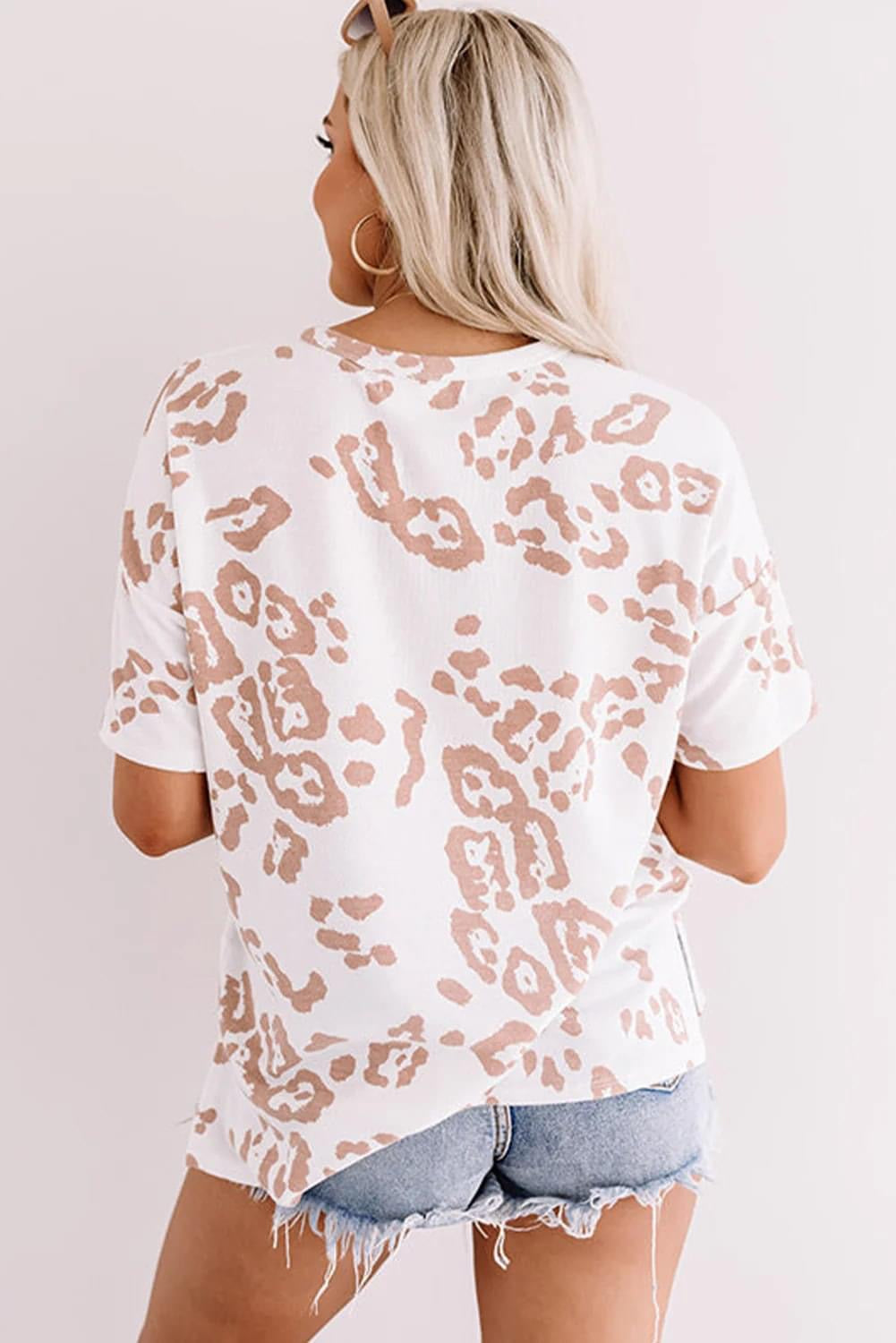 Plus Size Leopard Vneck Top