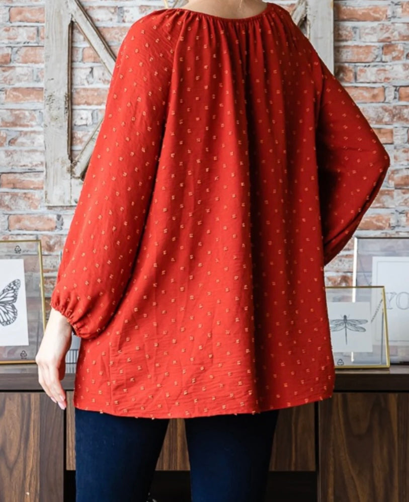 Heimish Full Size Swiss Dot Off Shoulder Top