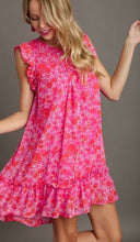 Load image into Gallery viewer, Umgee Full Size Smocked Detail Floral Metallic Ruffle Cap Sleeve Dress Plus Size
