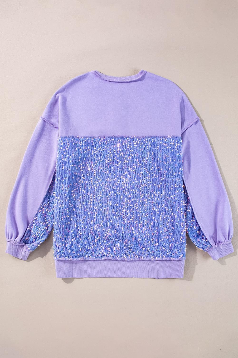Black Sequin Patchwork High low Sweatshirt