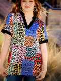 Vneck Multi Leopard top