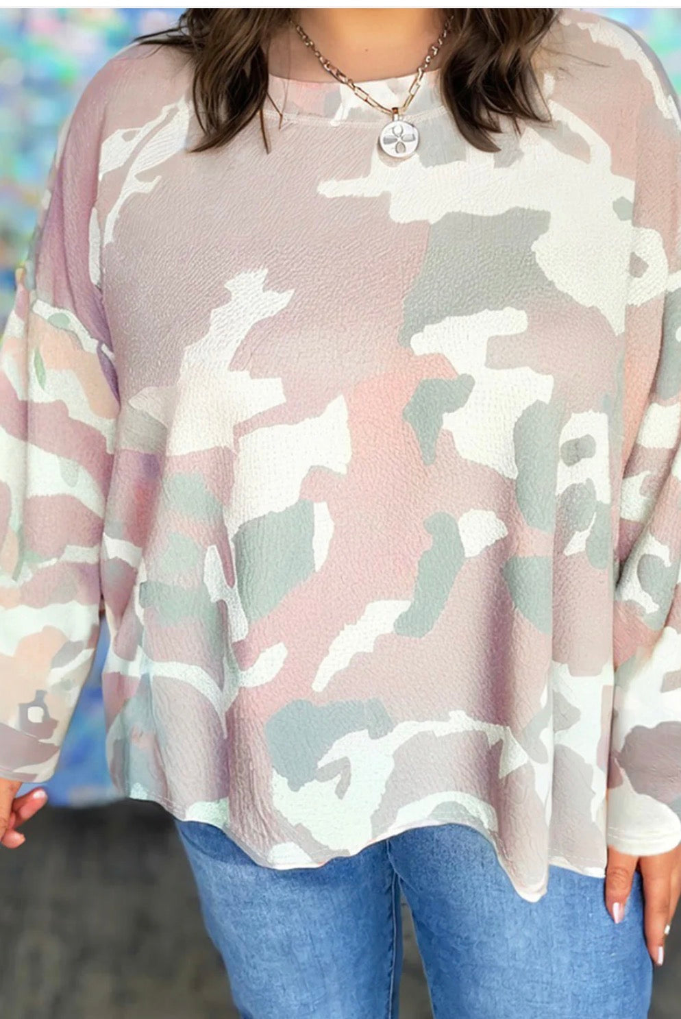 Green Camo Plus Size Pullover