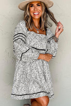 Load image into Gallery viewer, Gray Floral Open Back Balloon 
sleeve Mini Dress
