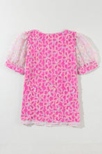 Load image into Gallery viewer, Bonbon Flowery Mesh Puff Sleeve Blouse
