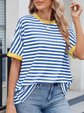 Load image into Gallery viewer, Striped Round Neck Half Sleeve T-Shirt
