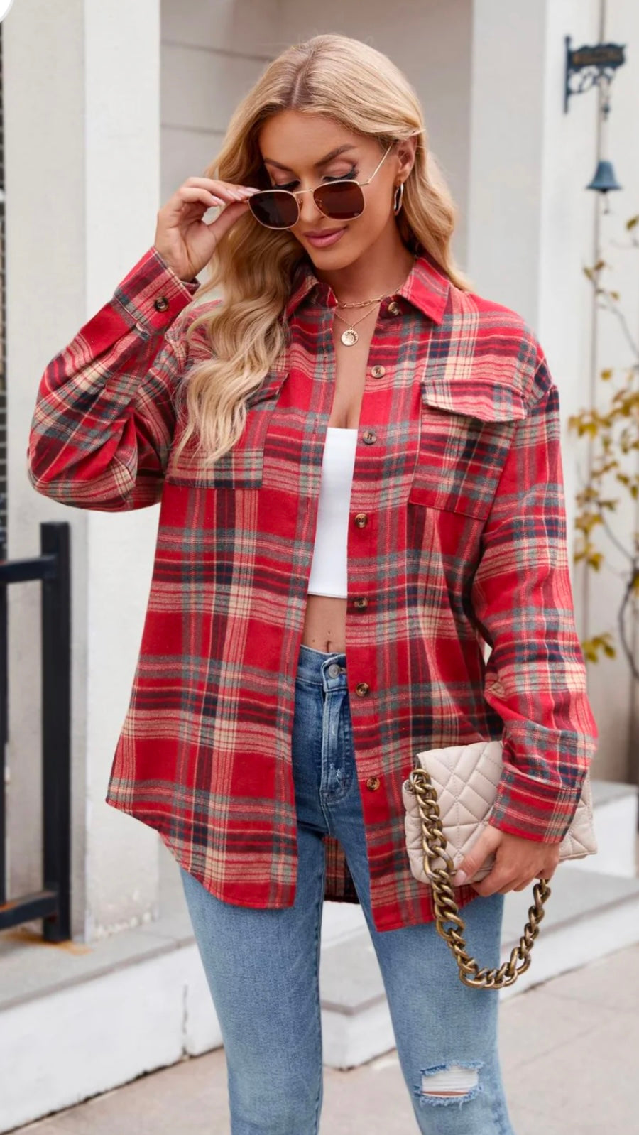 Mandy Plaid Button Up Long Sleeve Shirt