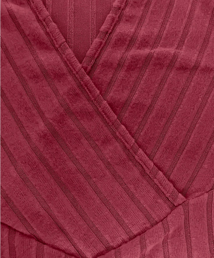 Ribbed Surplice Long Sleeve Vneck Top