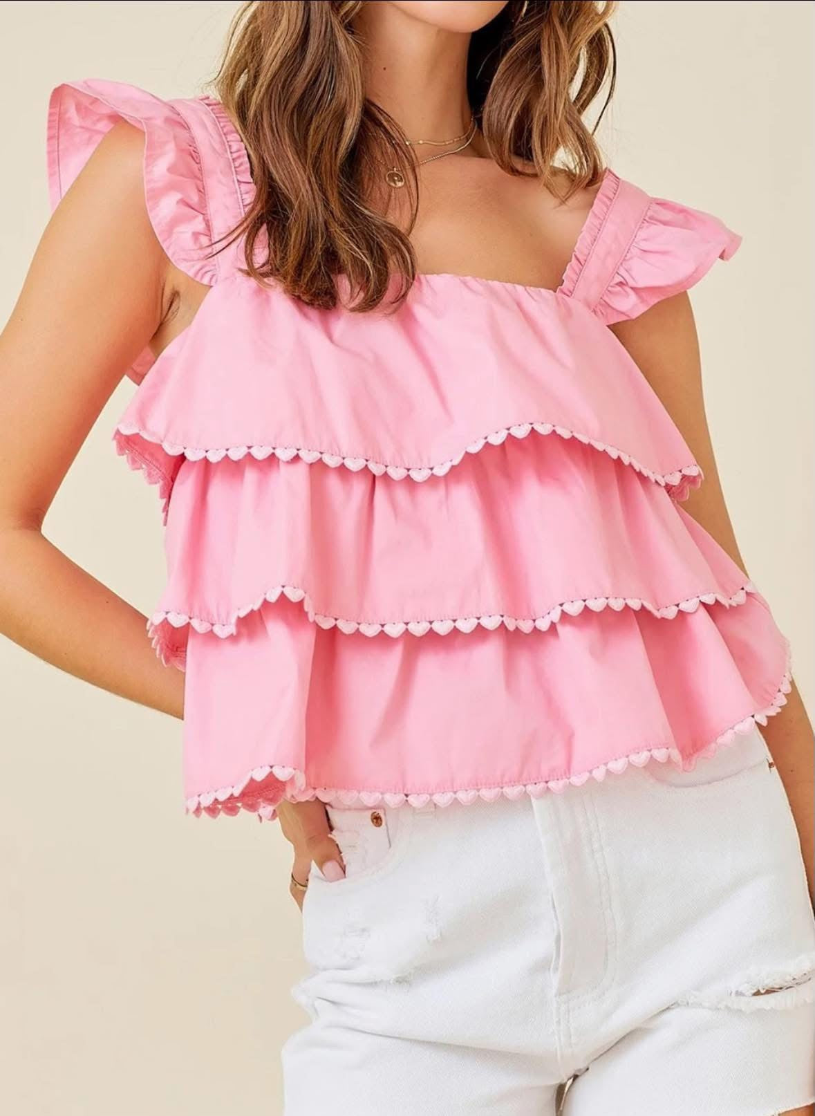 Pink Heart Trim Tank