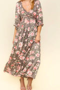 Haptics Twisted Detail Ruffled Hem Floral Dress with Side Pockets