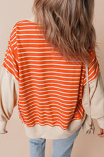 Load image into Gallery viewer, Comfortable With Myself Orange Stripe 
Collared Drop Shoulder Sweatshirt
