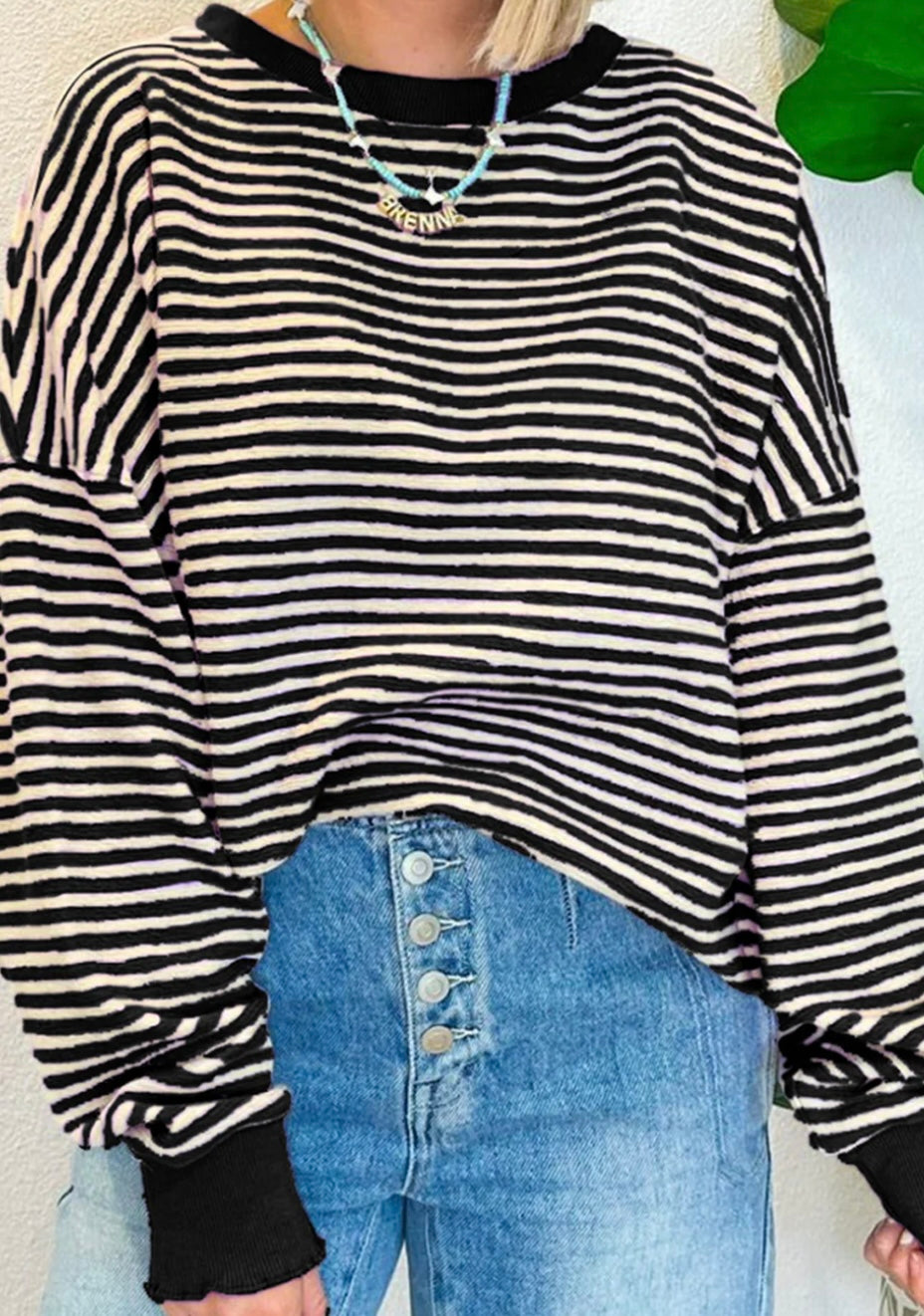 Cozy Striped Oversized Sweatshirt