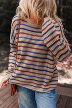 Load image into Gallery viewer, Striped Knitted Drop Shoulder Round Neck Sweater
