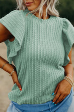 Load image into Gallery viewer, Solid Textured Flutter Sleeve Top
