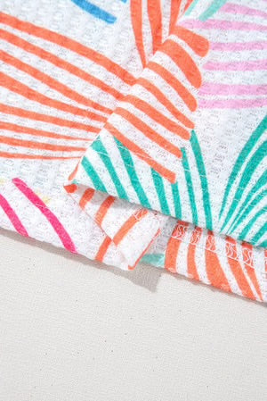 RIBBON ROMANCE MULTI-COLOR WAFFLE KNIT LOOSE TEE **SHIPPING EXPECTED TO BEGIN ON DATE 3/12**