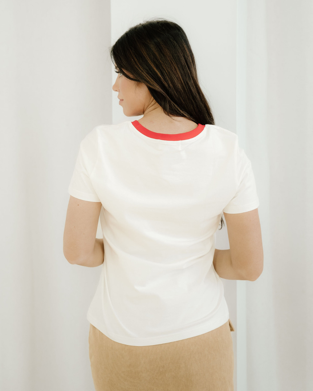 Melanie Rainbow Stripe Print Crewneck T Shirt Indie & Co.