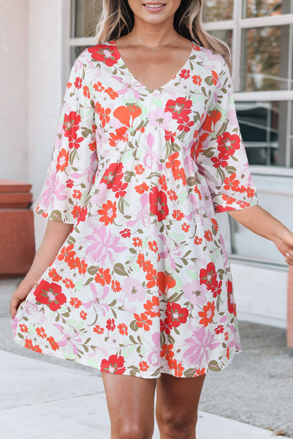 V-neck Floral Dress