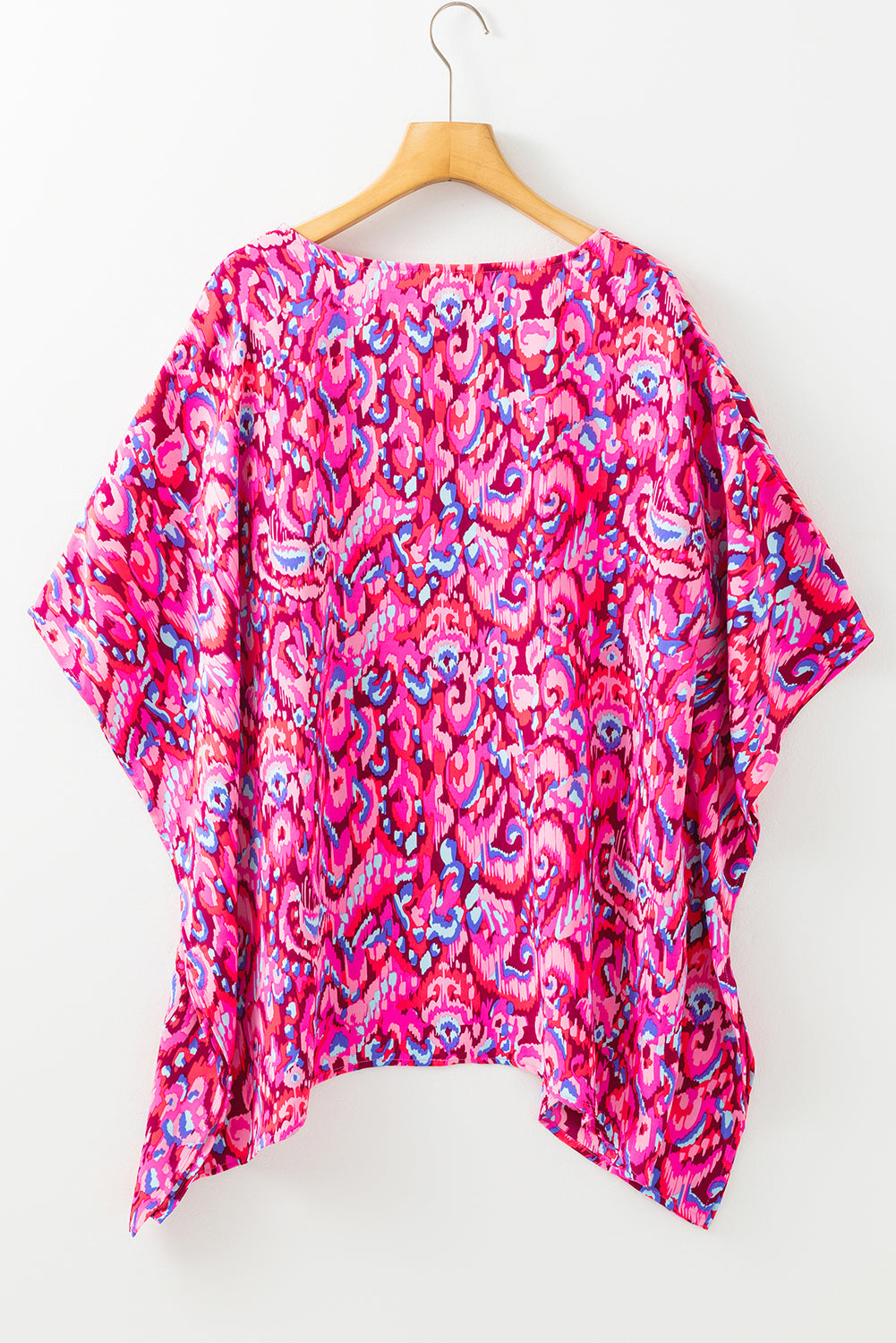 Pink Abstract Print V Neck Half Sleeve Loose Fit Tunic Blouse Wild and Free Boutique