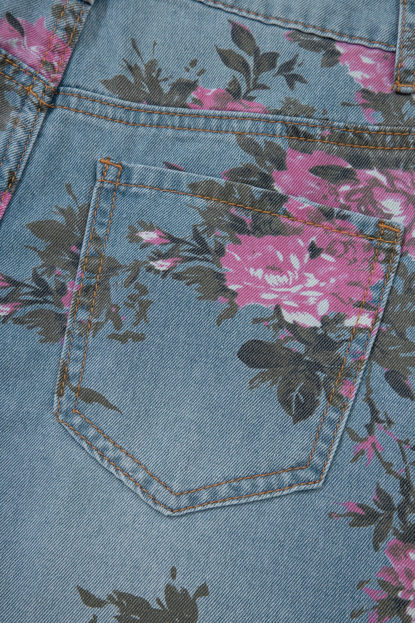 Esme Floral Print Bootcut Jeans Threaded Pear