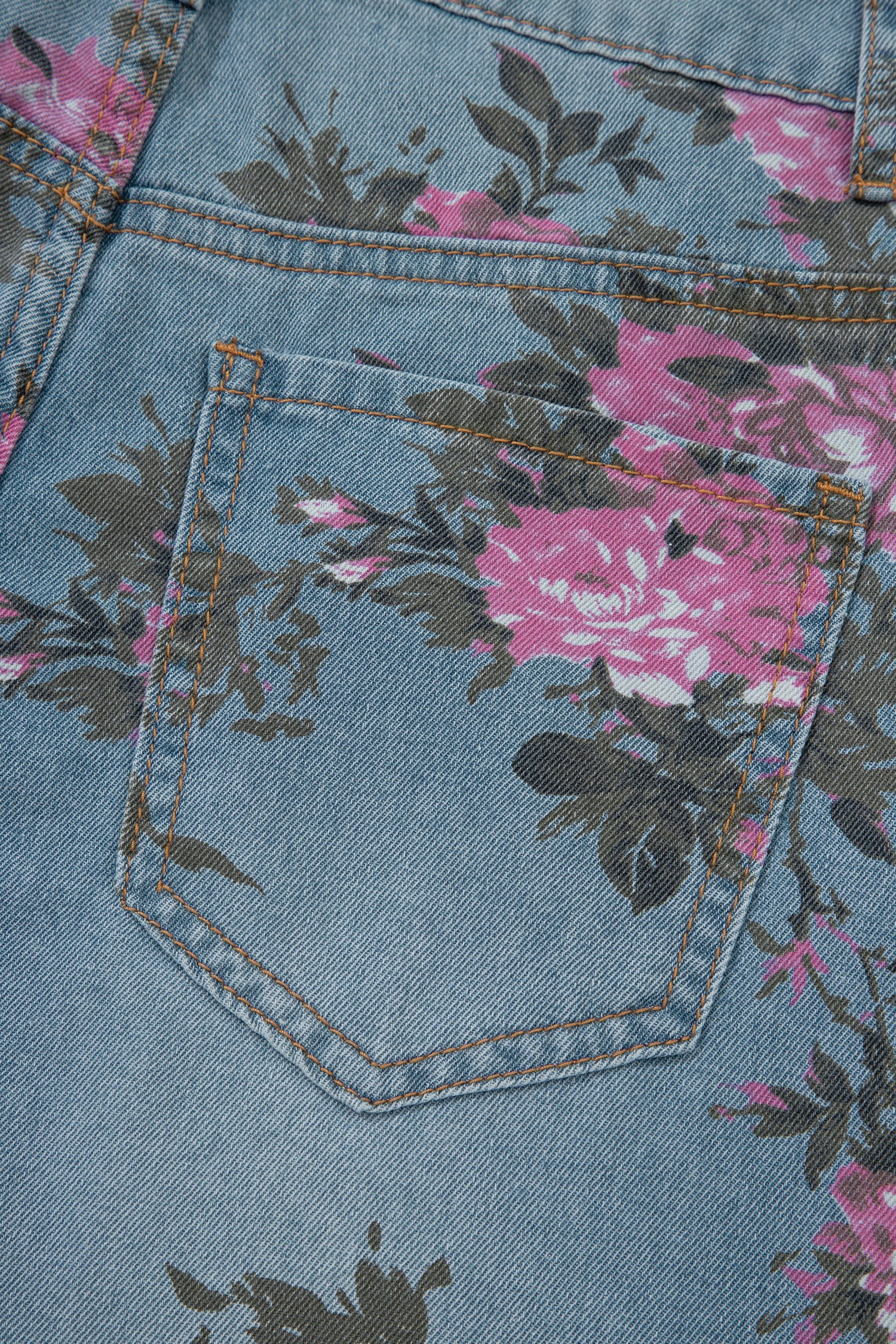 Esme Floral Print Bootcut Jeans Threaded Pear