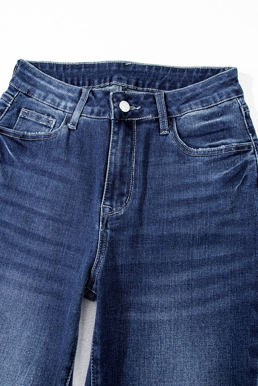 Sail Blue Mineral Wash Raw Hem High Waist Flared Jeans Thread & Co. Boutique, LLC