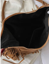 Load image into Gallery viewer, Suede Fringe Adjustable Strap Shoulder Bag
