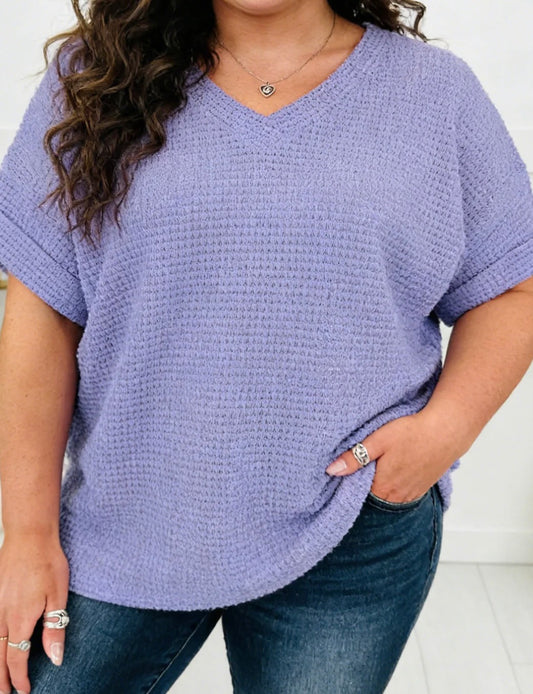 V Neck Plus Waffle Top
