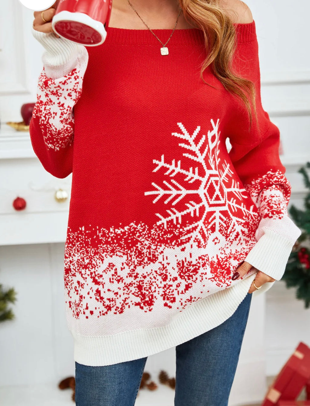 Off-Shoulder Long Sleeve Sweater