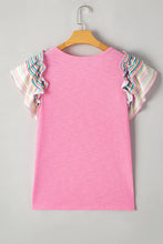 Load image into Gallery viewer, SWEET AS CANDY PINK STRIPED FLUTTER SLEEVE BLOUSE **SHIPPING EXPECTED TO BEGIN ON DATE 3/30**
