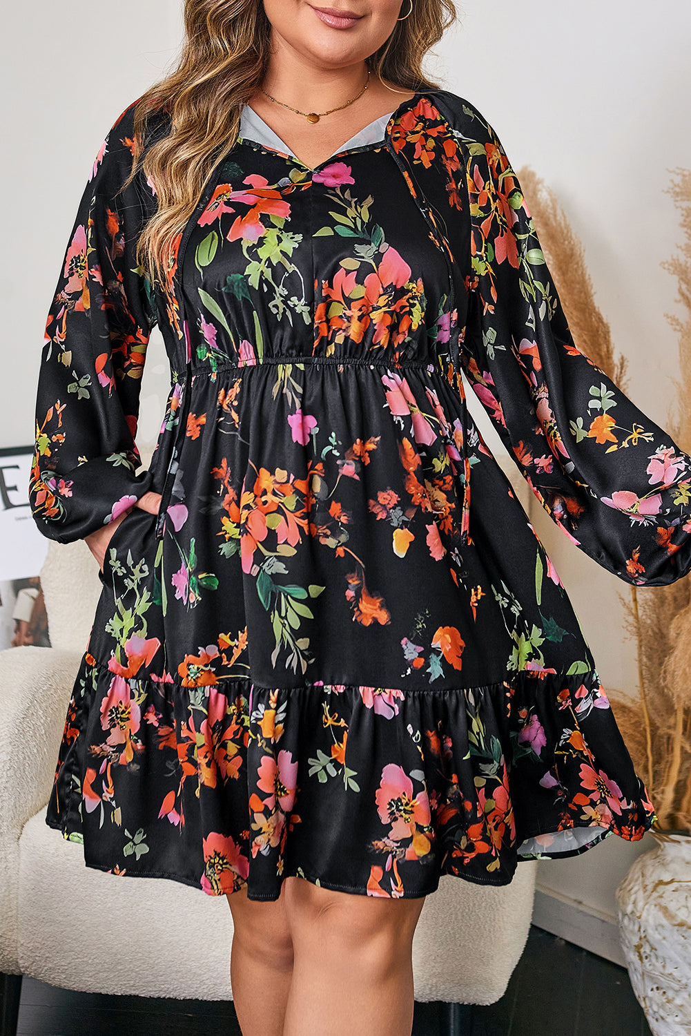 Pearl Long Sleeve Mini PLUS Dress