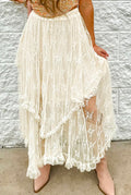 Lace Cascading Tiered High Waist Maxi Skirt