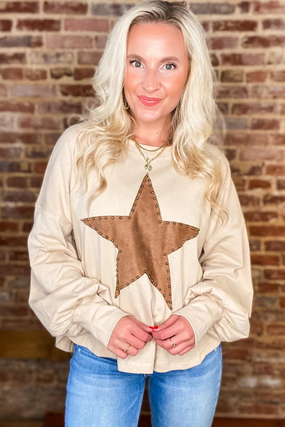 Preorder-Studded Star Graphic Loose Fit Top