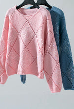 Load image into Gallery viewer, Hollowed Rhombus Pattern Sequin Sweater
